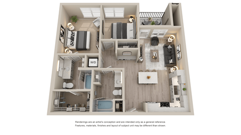 Unit Type B1, a  stylized floor plan with 2 bedrooms and 2 bathrooms
